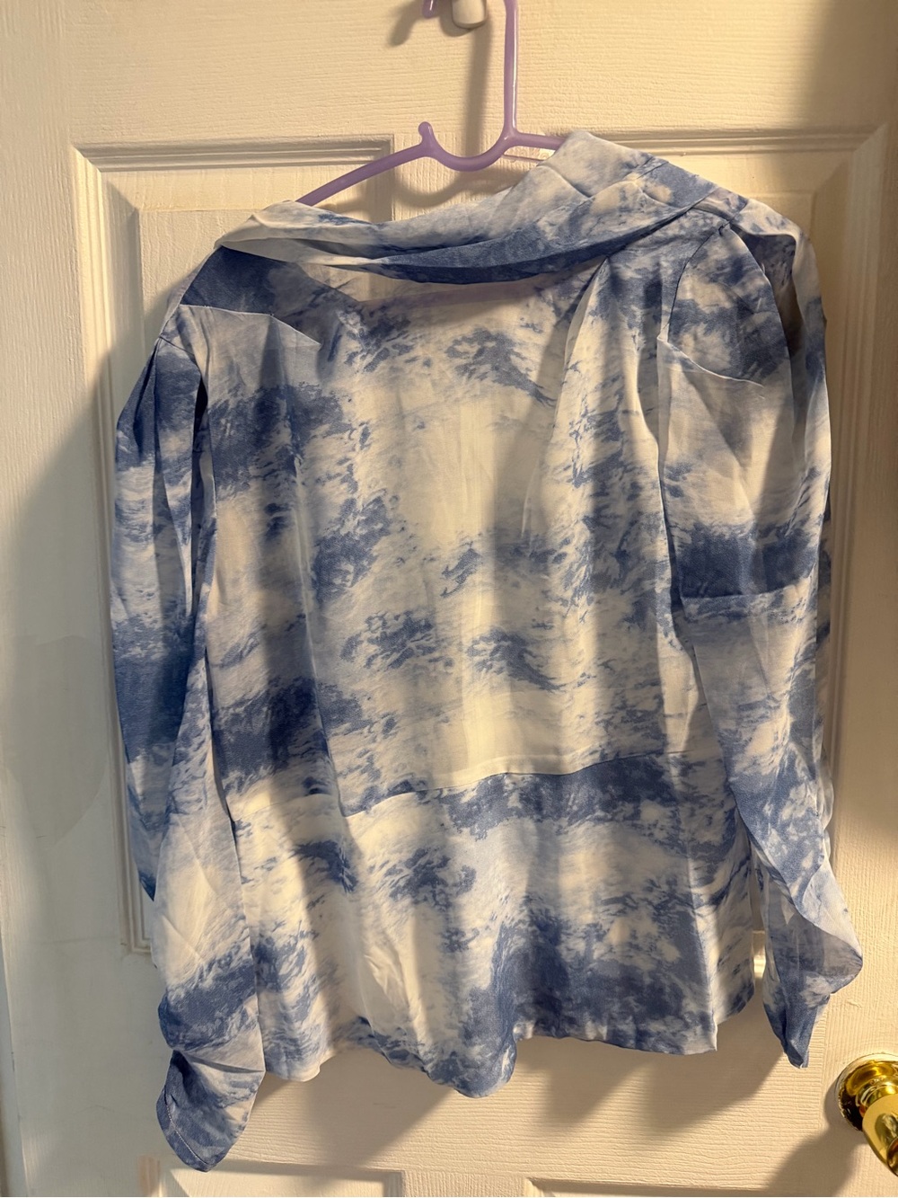 EVNL Blue & White Abstract-Print Blouse – Size Medium